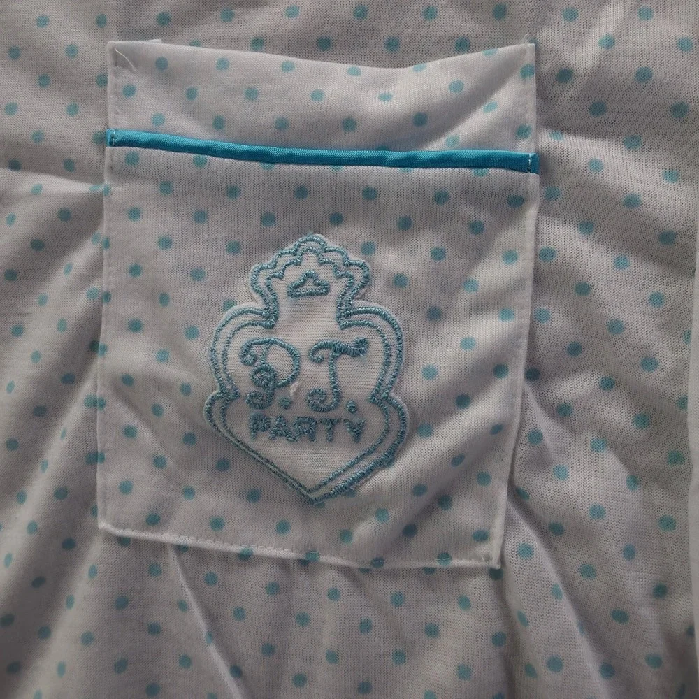 Vintage Pajama Party Kids Size 6 Polka Dot 2pc Pajama Set Blue 90s USA